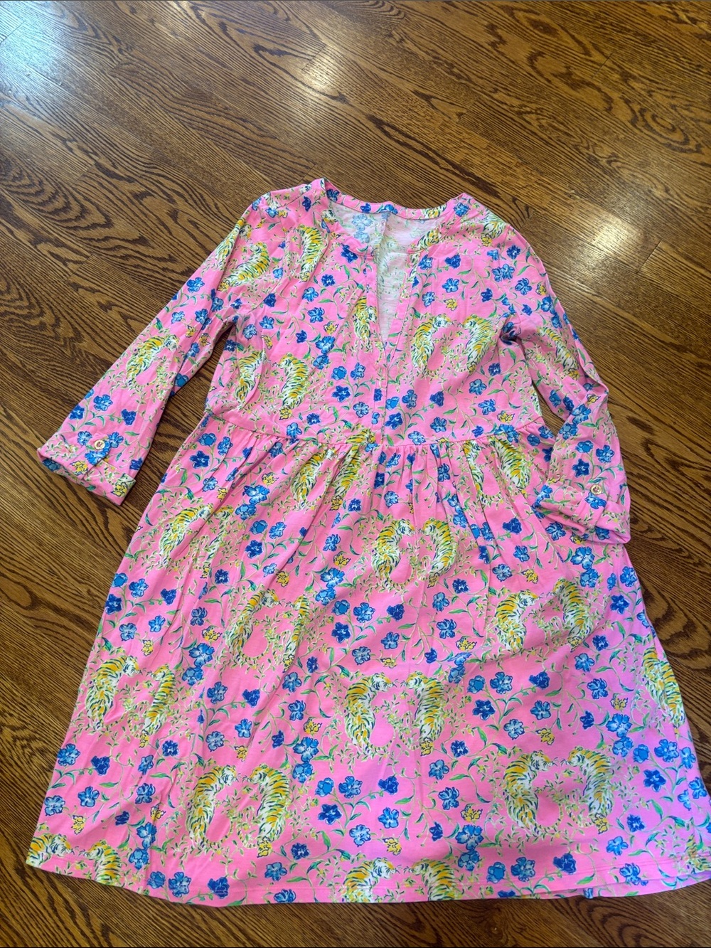Lilly Pulitzer Pink Floral & Tiger Long Sleeve Dress